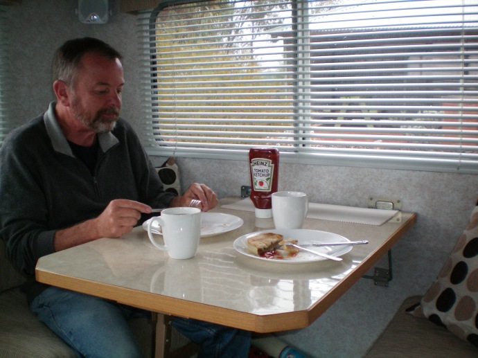 Lunch in the van out of the rai
