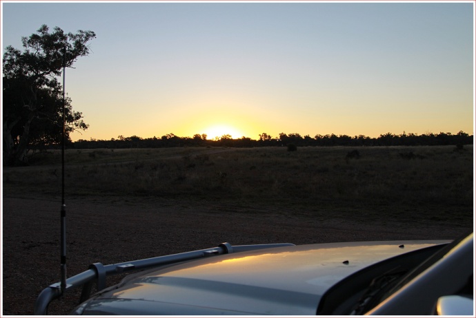 Sunset at Stubby Bend free camp near Tambo