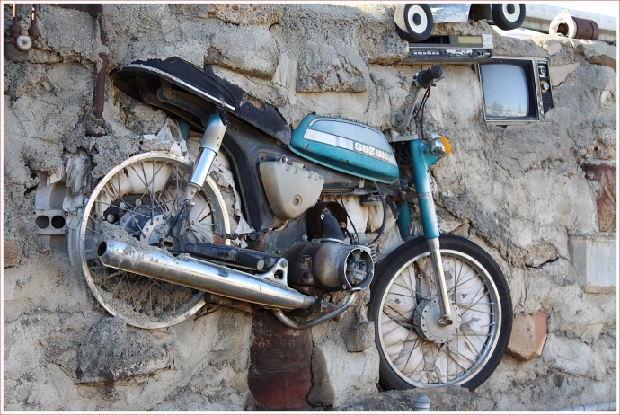 Motor Bike in Arnos Wall in Winton