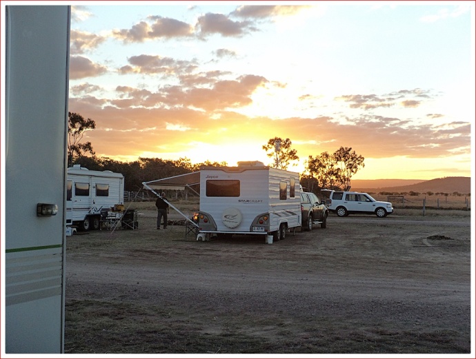 Sunset and camp fires at St Lawrence free camp